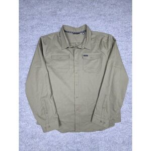 KUIU Wool Blend Button Up Shirt Men's 3XL Green Long Sleeve Stretch EUC